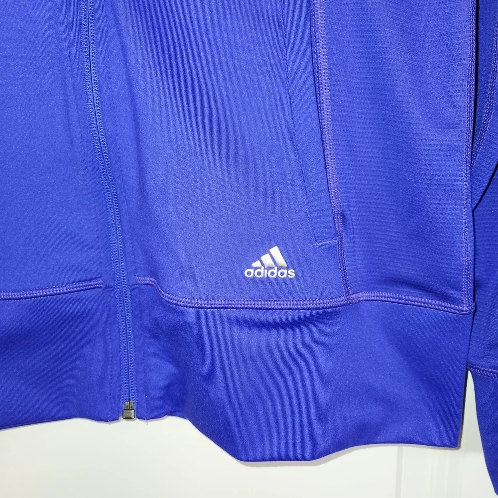 Adidas Vibrant Blue Full Zip Climalite Jacket Size S Front & Back Ruching Soft